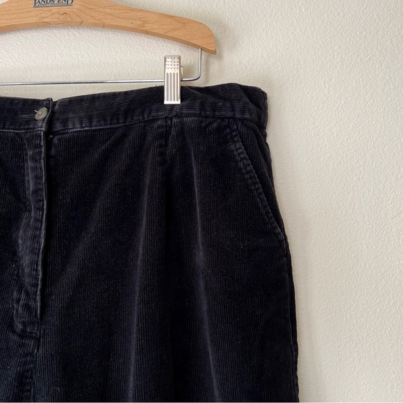L.L.Bean black womens corduroy high waisted pants size 16 tall - Picture 1 of 7